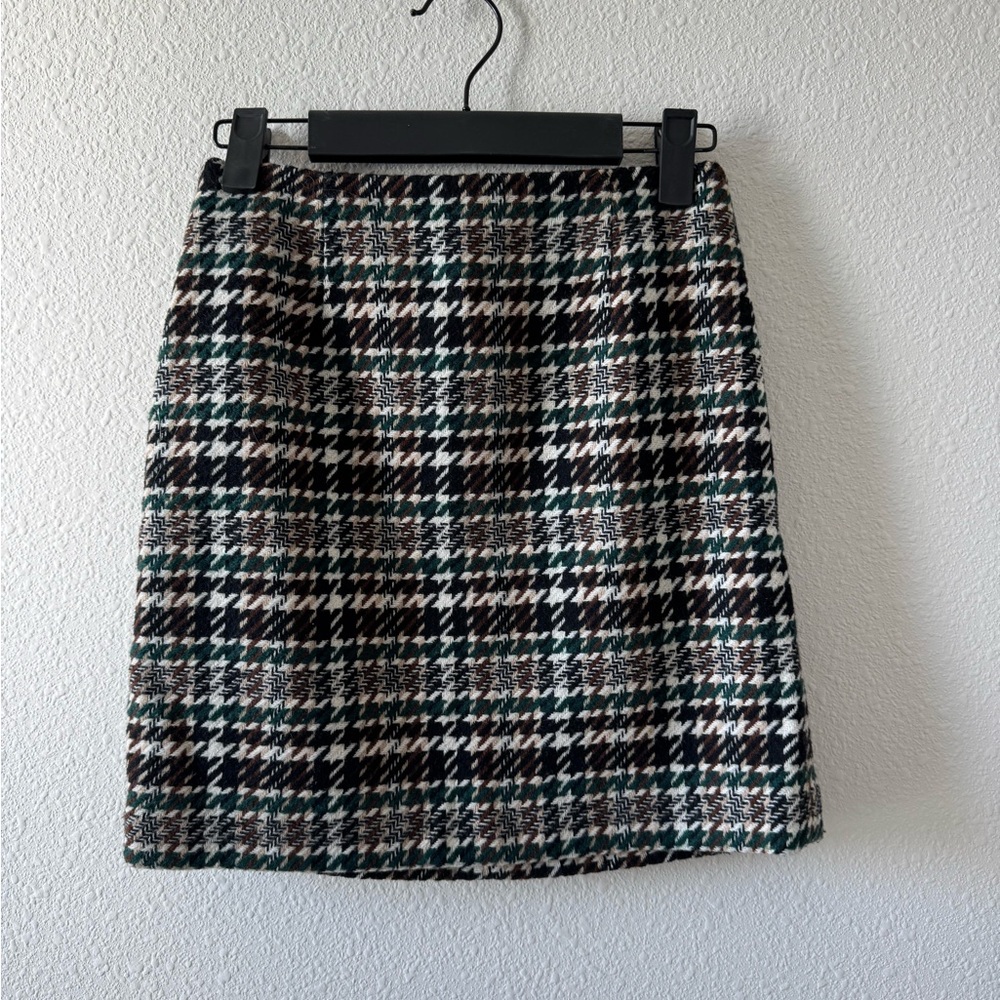 H&M Checkered Mini Skirt - Black, White, Brown